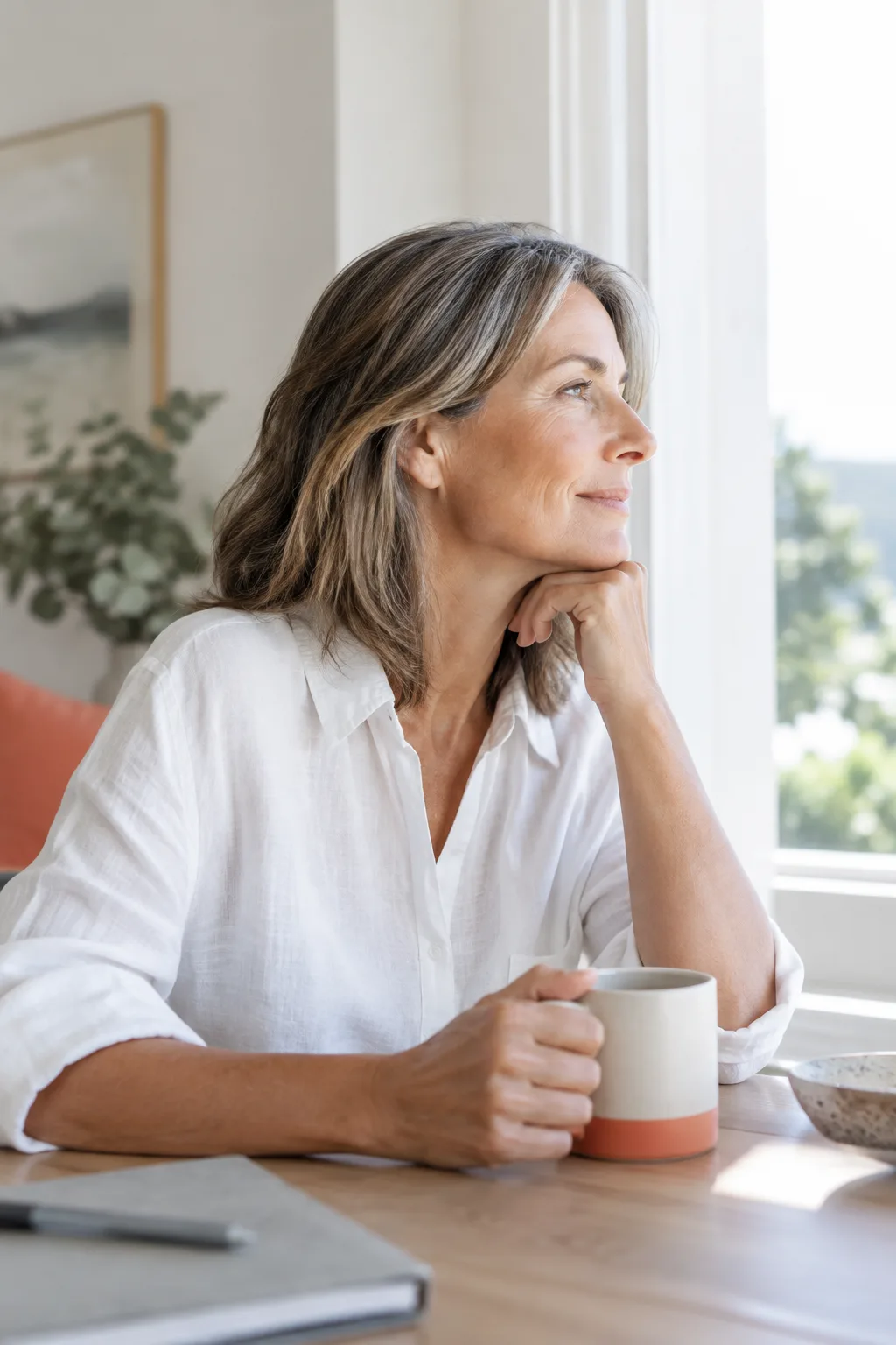 A woman relaxing on a sofa