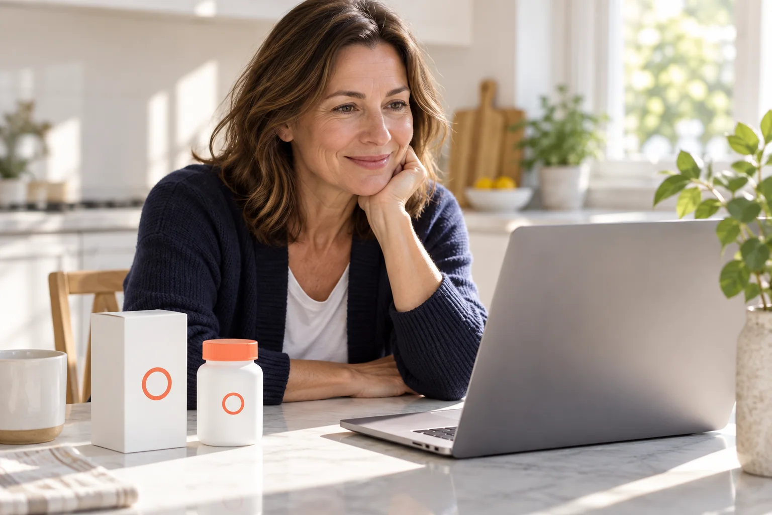 A woman on an online visit with her treatment